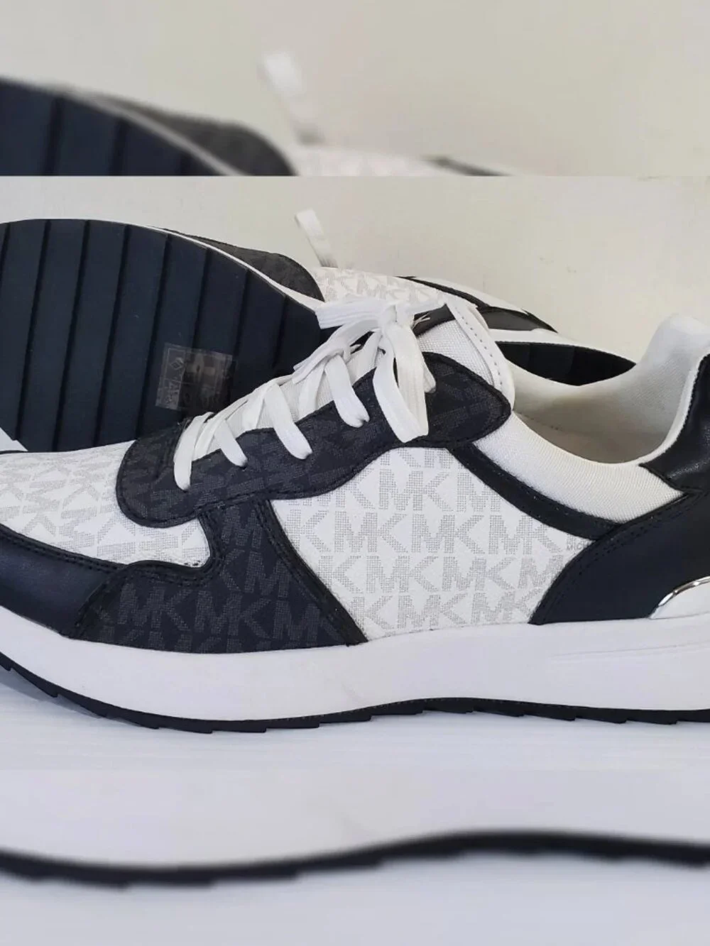 MICHAEL KORS JASMINE TRAINER SNEAKER WOMEN ALLOVER MK PRINT LOGO SIZE 11 BLACK
